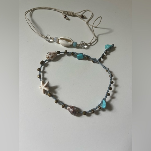 Two Adjustable Shell Beaded Anklets - Picture 1 of 2